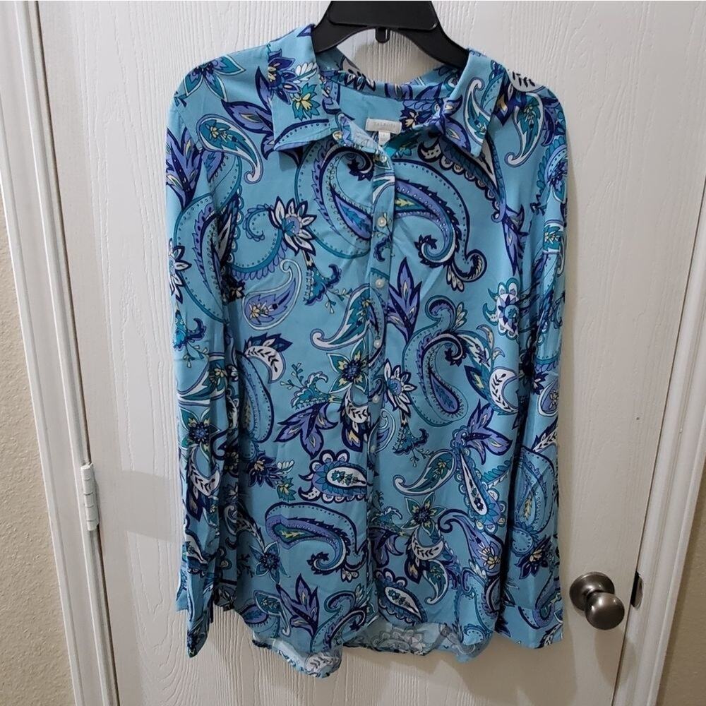 Talbots floral paisley button down shirt size‎ large